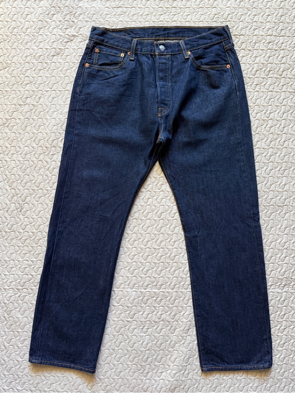Levi’s 501 Men’s 34x30 Dark Wash Blue Jeans Original Fit Button Fly Straight